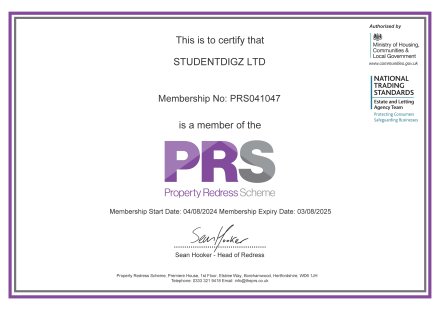 PRS Certificate